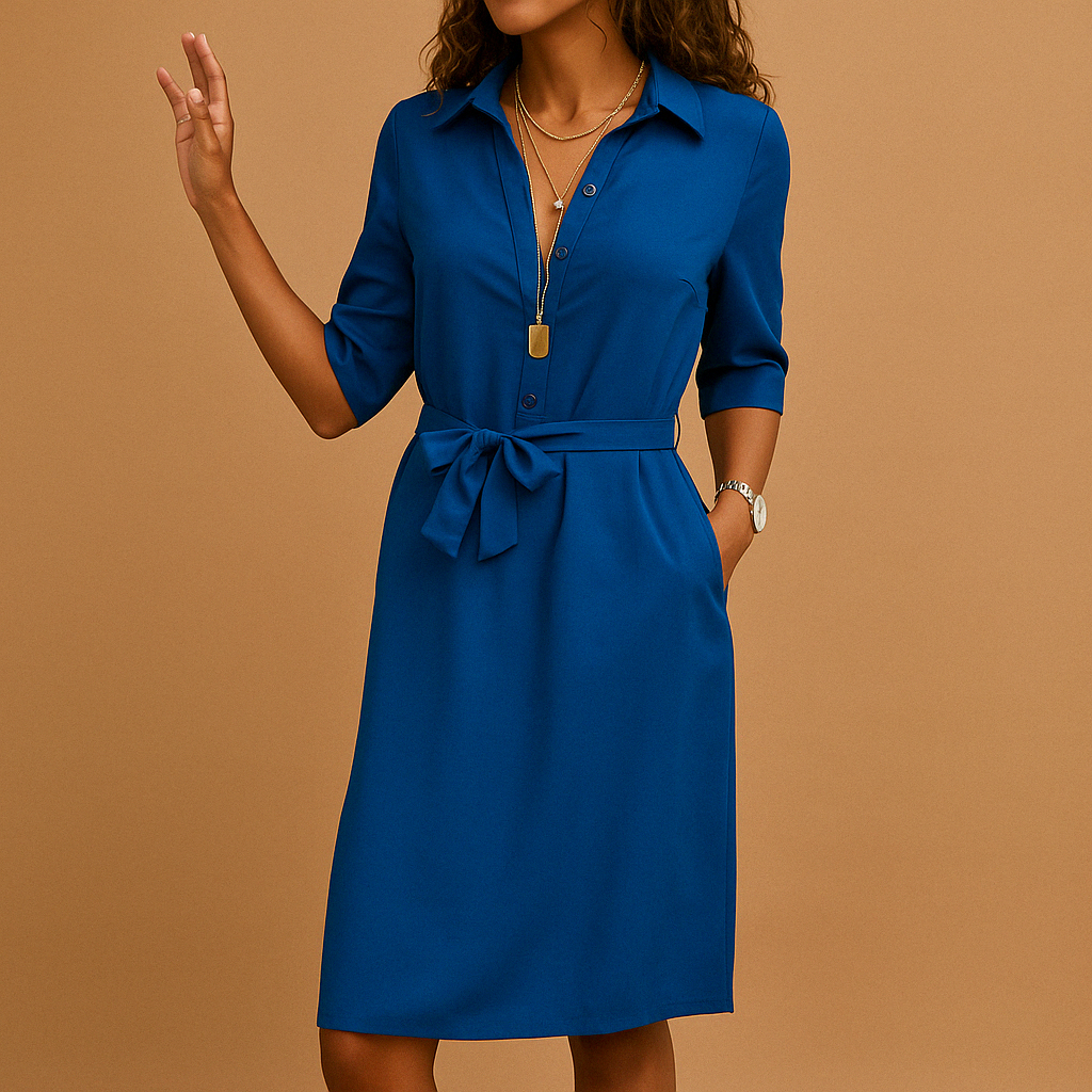 Nuria | Vestido camisero para mujer con cinturón y bolsillos