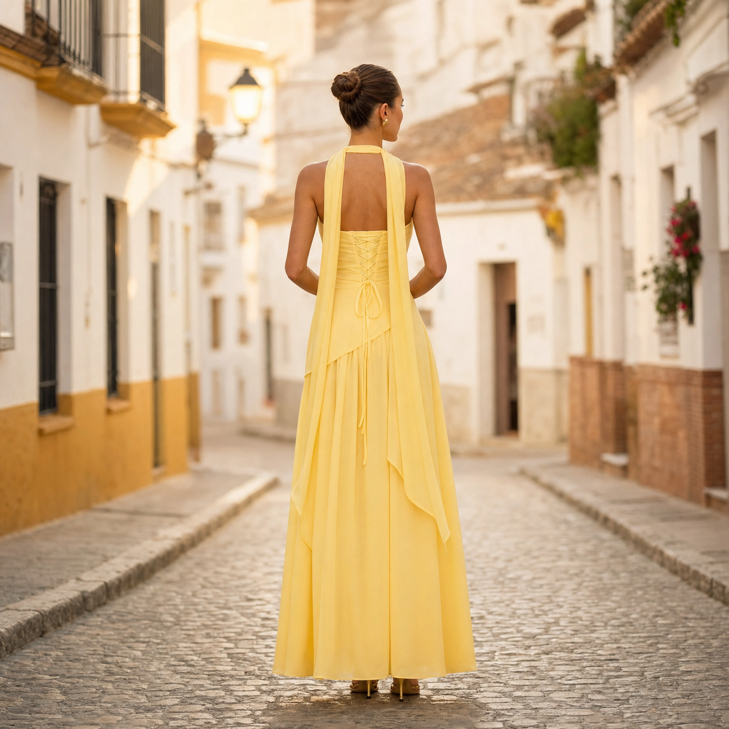 Ella | Vestido maxi asimétrico sin tirantes para mujer