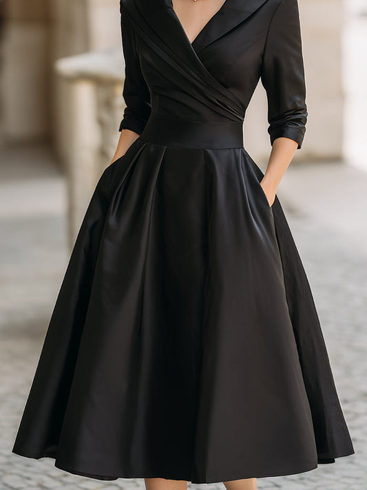Aroa | Vestido midi cruzado elegante para mujer con escote en V