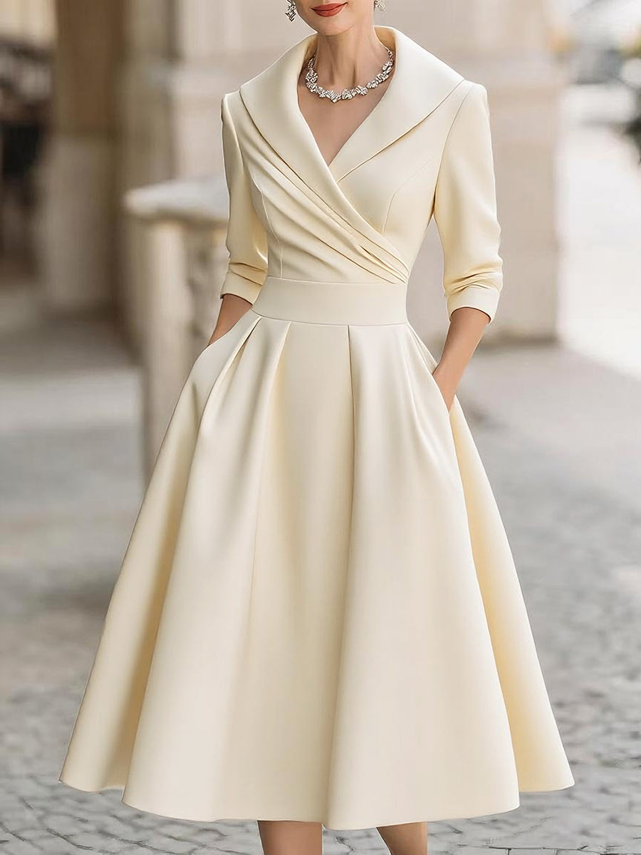 Aroa | Vestido midi cruzado elegante para mujer con escote en V