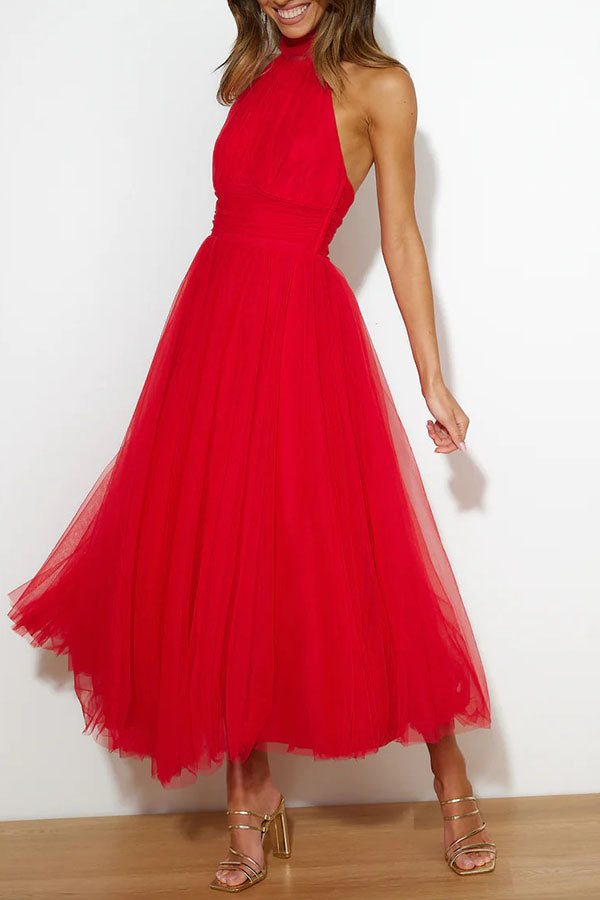 Demetrio | Vestido largo sin mangas con escote halter | Maxi