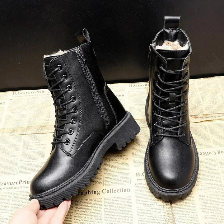 Botas de cuero para invierno elegancia robusta y ajuste cómodo