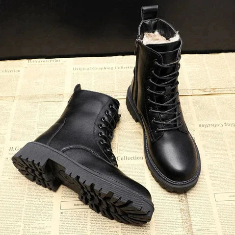 Botas de cuero para invierno elegancia robusta y ajuste cómodo