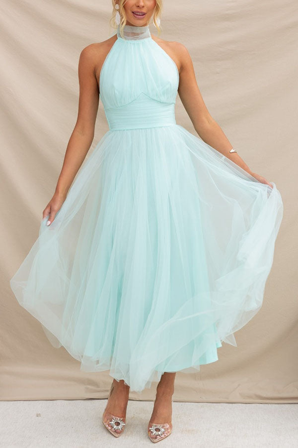 Demetrio | Vestido largo sin mangas con escote halter | Maxi