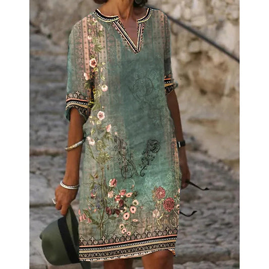 Norelia | Vestido midi de mujer con escote en V | Elegante