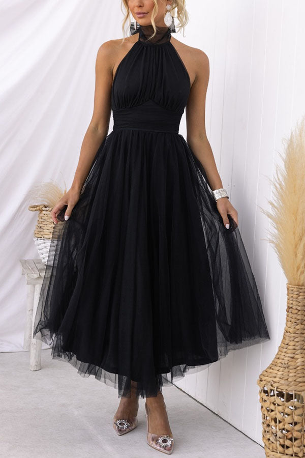 Demetrio | Vestido largo sin mangas con escote halter | Maxi