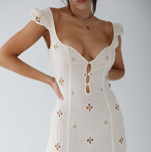 Aurelia | Vestido midi de boda con bordado y tirantes finos para mujer