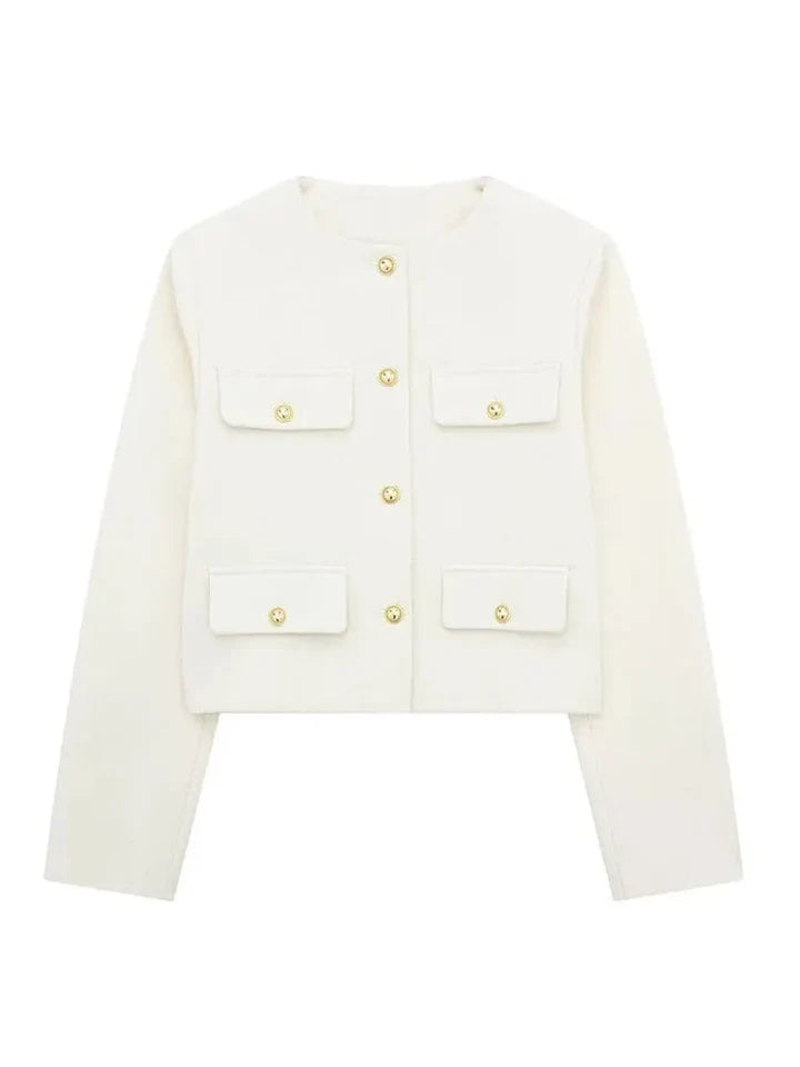 Chaqueta con botones elegante para mujer con detalles sofisticados y estilo versátil para oficina y tiempo libre