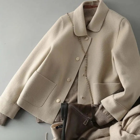 Chaqueta de plumón cálida para mujer con botones y forro interior para invierno