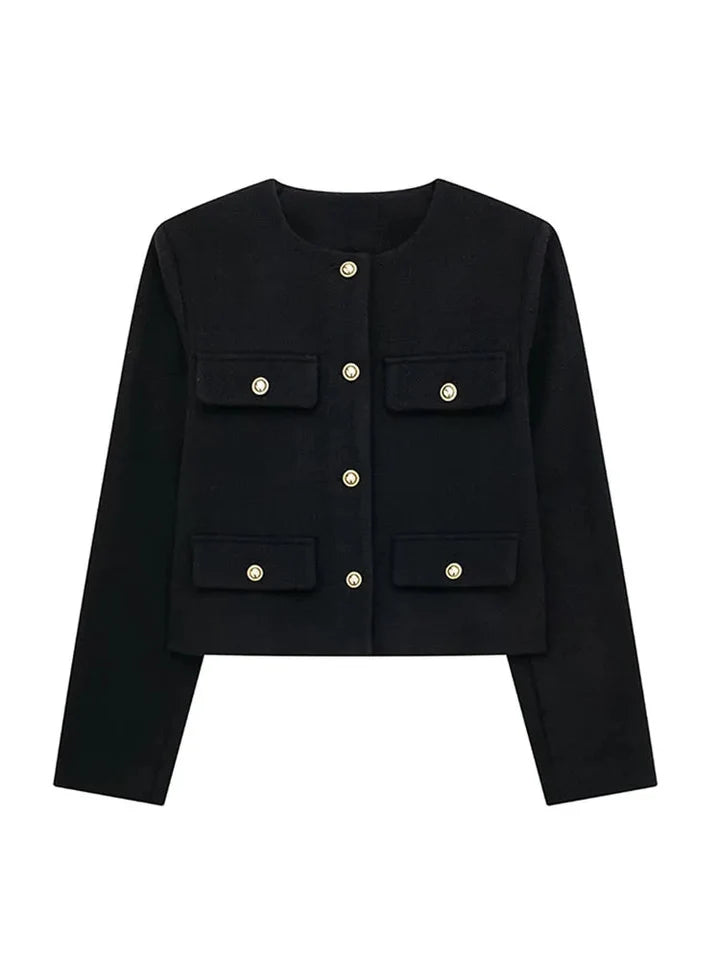 Chaqueta con botones elegante para mujer con detalles sofisticados y estilo versátil para oficina y tiempo libre