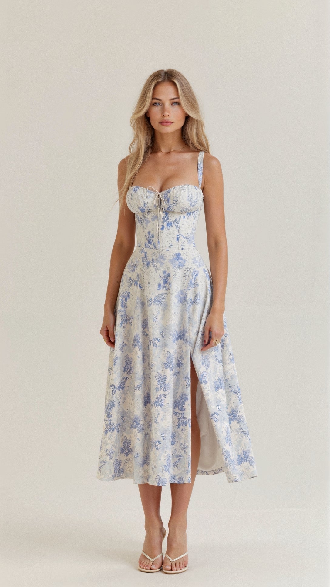 Lureza | Vestido midi con diseño corsé y falda fluida