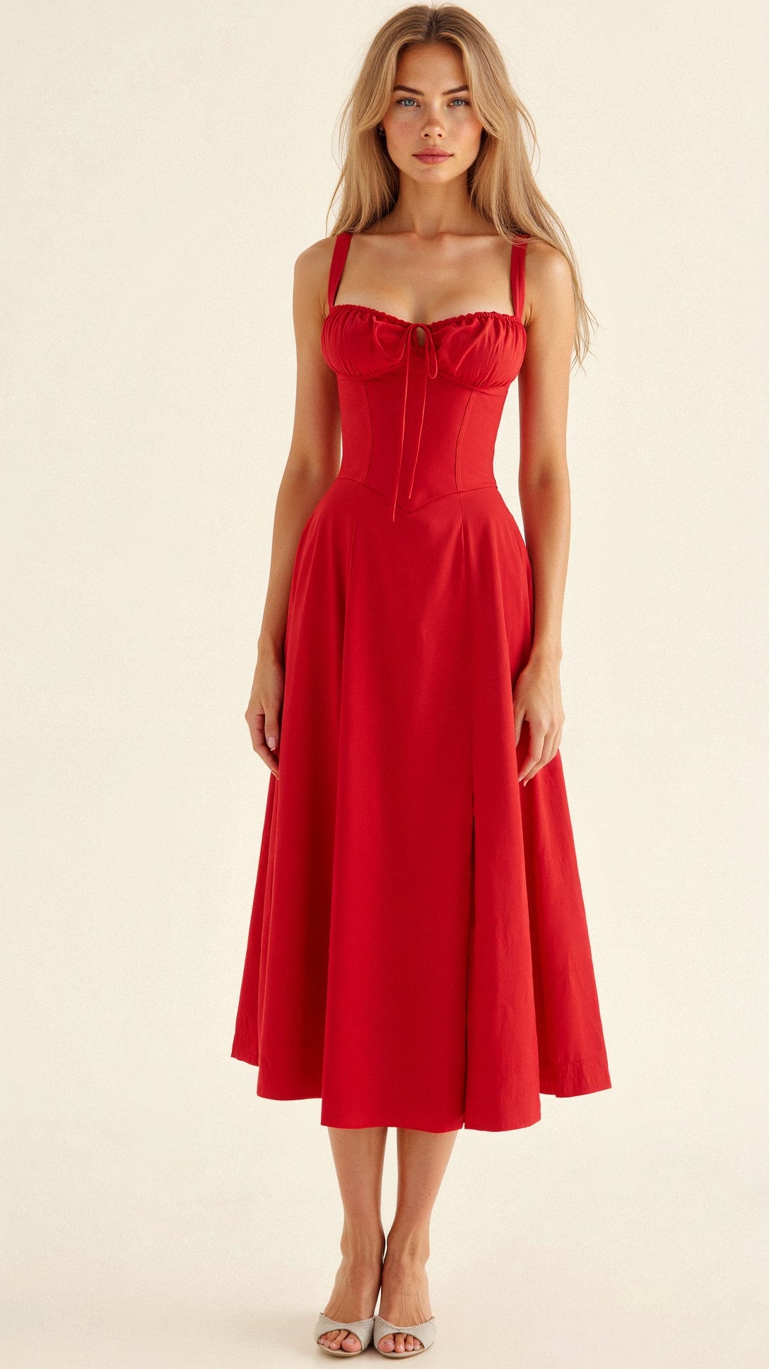 Lureza | Vestido midi con diseño corsé y falda fluida