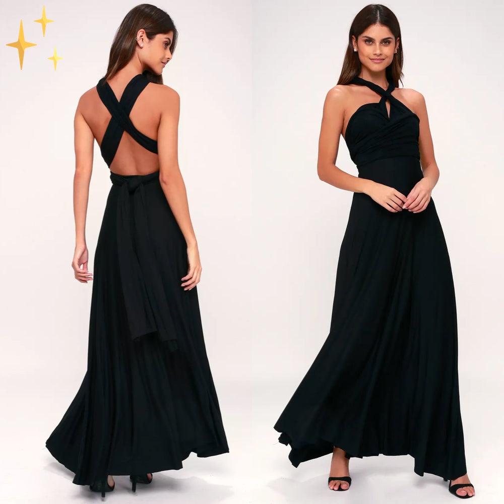 Virella | Vestido largo cruzado con escote halter | Maxi
