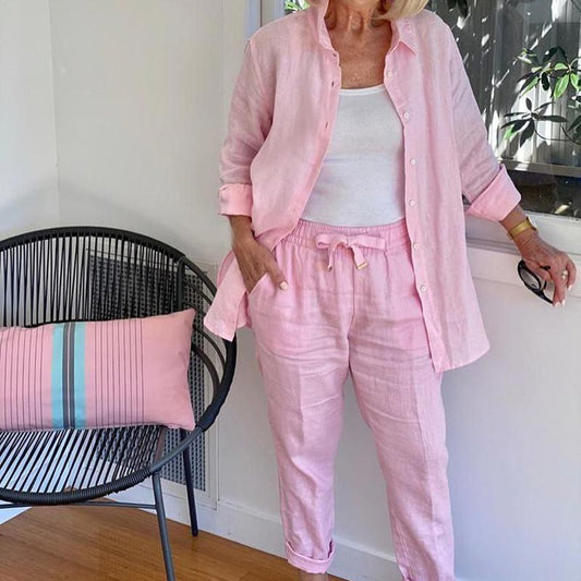 Mercedes | Conjunto dos piezas para mujer con camisa y pantalón con cordón