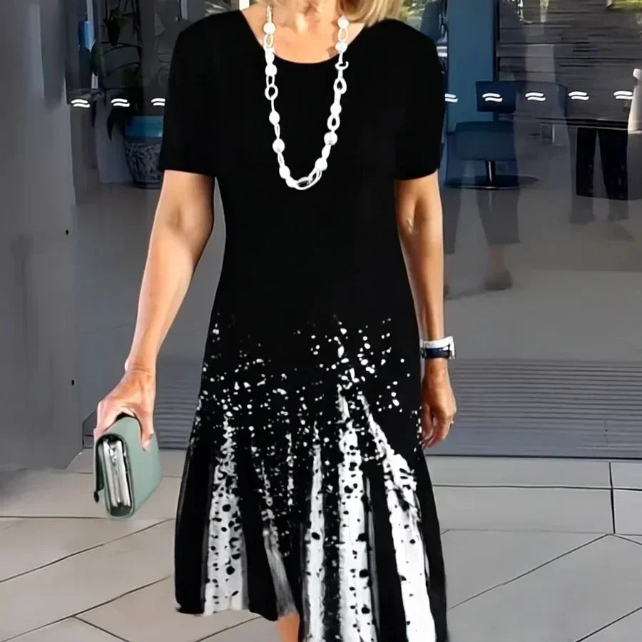 Elmara | Vestido midi para mujer con estampado y manga corta