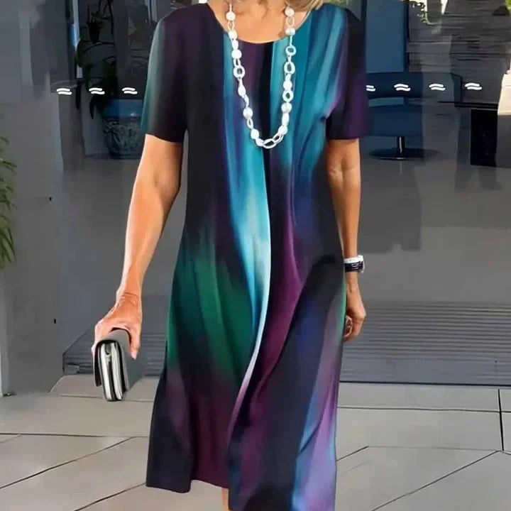 Elmara | Vestido midi para mujer con estampado y manga corta