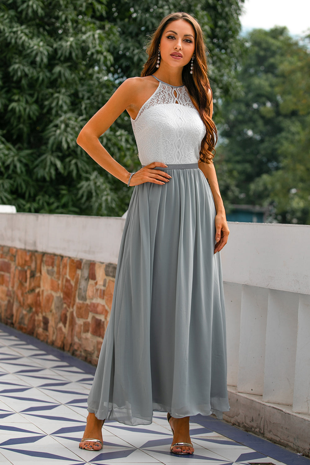 Alejandra | Vestido maxi de mujer para invitada de boda con cuello halter