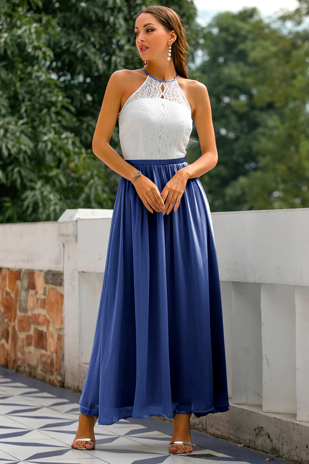 Alejandra | Vestido maxi de mujer para invitada de boda con cuello halter