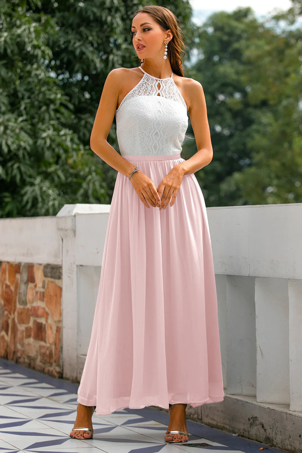 Alejandra | Vestido maxi de mujer para invitada de boda con cuello halter