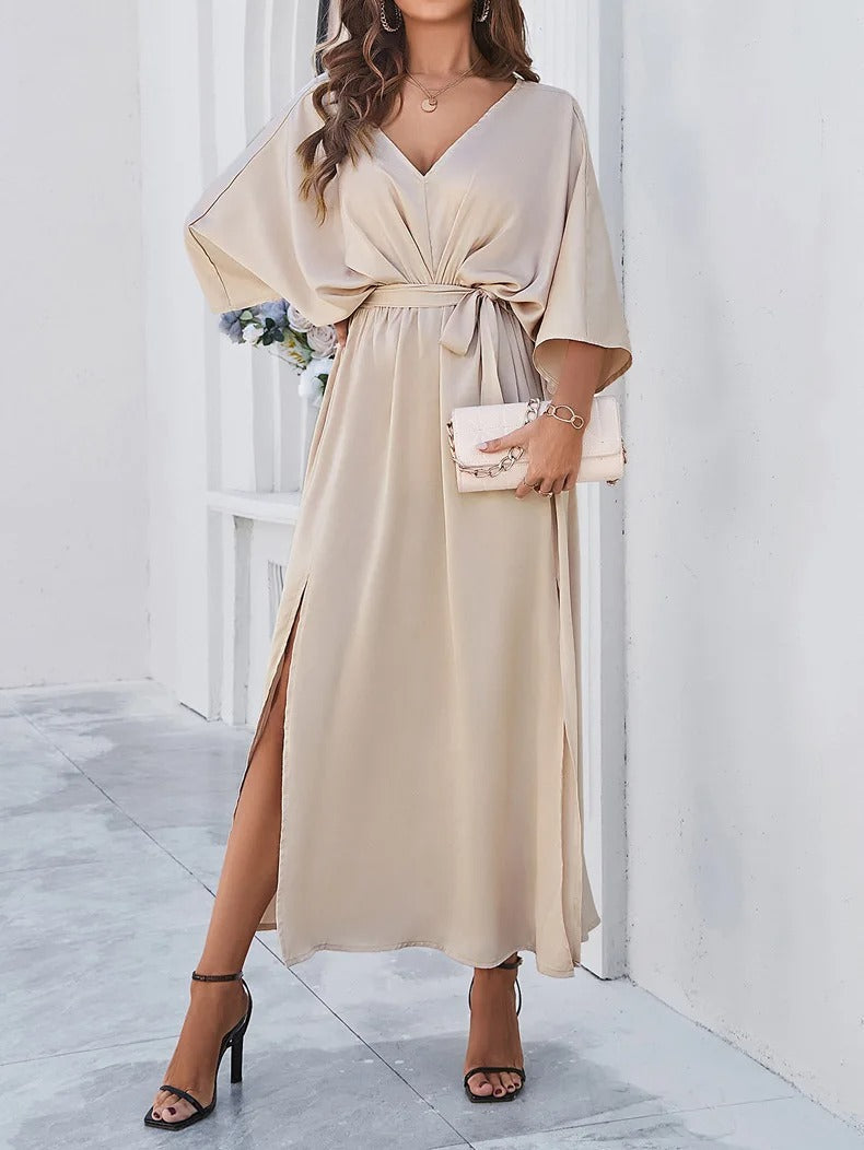 Socorro | Vestido maxi con escote en V y abertura lateral