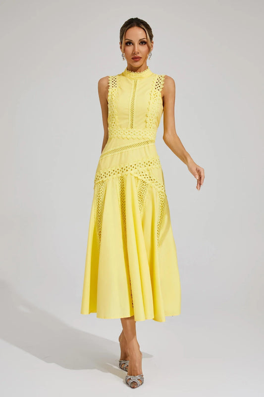 Petra | Vestido midi para mujer sin mangas con encaje y de boda