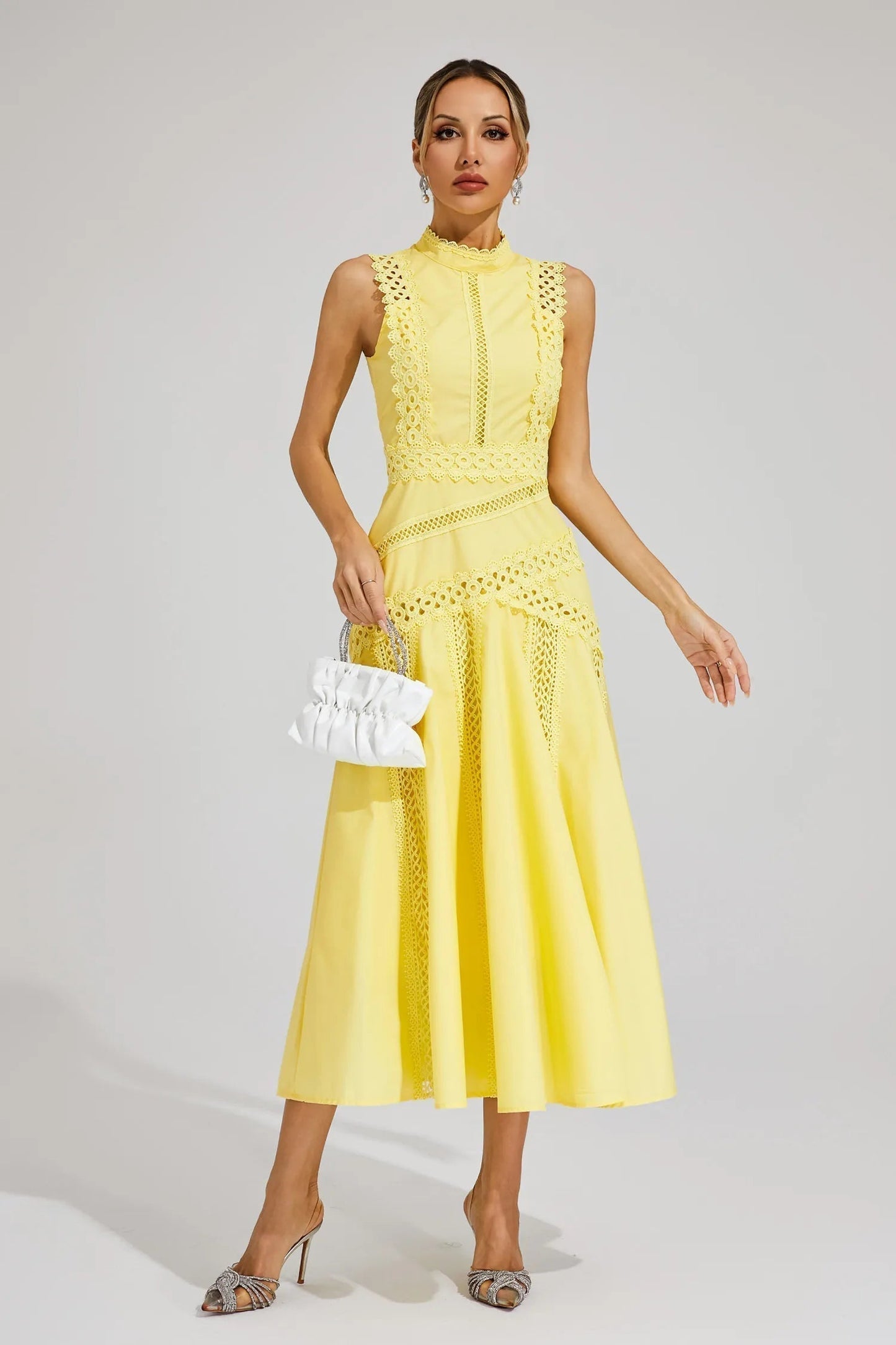 Petra | Vestido midi para mujer sin mangas con encaje y de boda