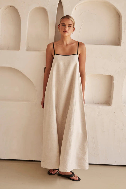 Hortensia | Vestido largo de lino para mujer con tirantes